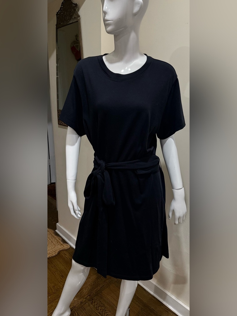 Vince Black Short Sleeve Belted Tunic Top Dressy Minimalist - Picture 7 of 10